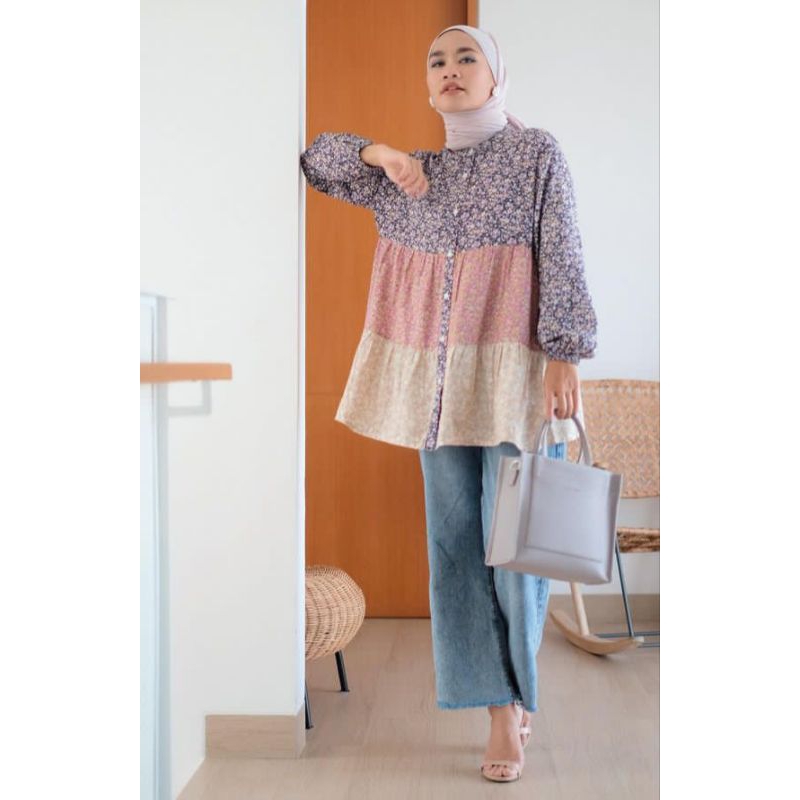 atasan kemeja tshirt blouse oversize rayon viscose