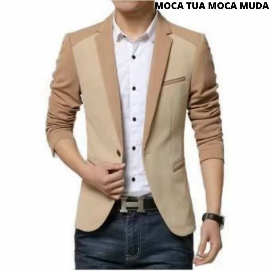 Jas pria modern style wisuda nikah kondangan Blazer Slimfit Formal cowok bahan semi wool terbaru