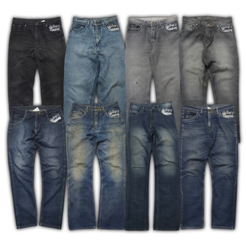 Celana Pria wanita unisex bahan jeans denim jeans washed jeans rippet jeans fading celana levis warn