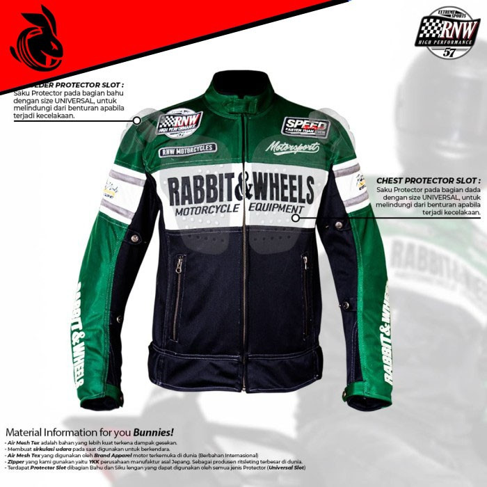 Jaket Rabbit and Wheels New Combo Green