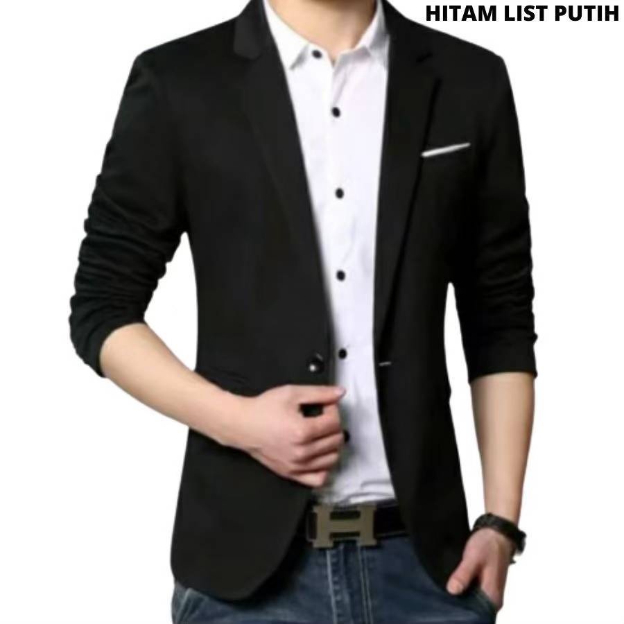 Blazer pria modern style wisuda nikah kondangan Jas Slimfit Formal cowok bahan semi wool terbaru