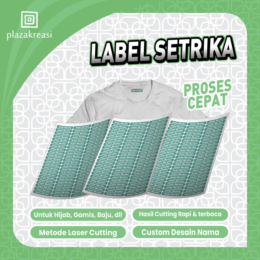 

Sticker Nama Label Printing Kain A4 / Kaos Sablon Setrika Gratis Custom Nama / Bukan Bordir tapi Label DTF Bisa Ditempel