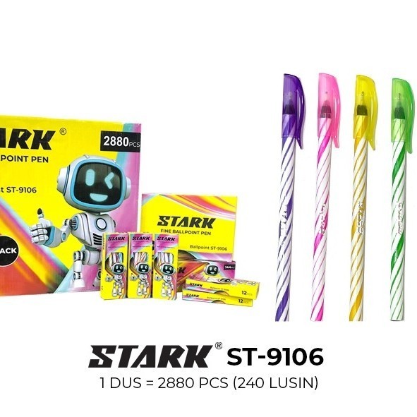 

Pulpen Motif Ulir Lilin Stark Ballpoint Bolpen Isi 12 Pcs ST9106