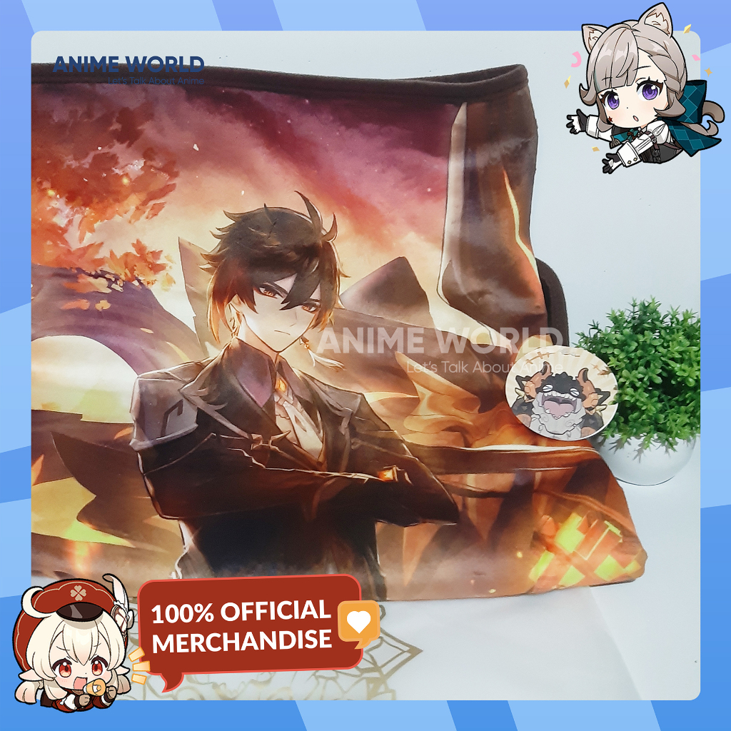 Beneath the Light of Jadeite Zhongli Plush Blanket - Selimut Tema Zhongli & Azdaha Genshin Impact