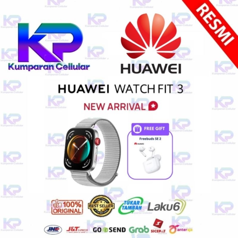 Huawei Watch Fit 3 Gray Nylon NFC HarmonyOS Garansi Resmi