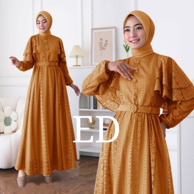 BAJU WANITA TERBARU 2024 BAJU MUSLIM BROKAT MEWAH WANITA PAKAIAN MUSLIM WANITA MUSLIM MAXY Malika JU