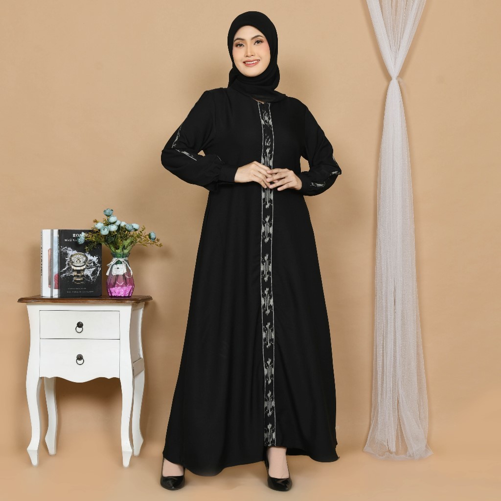 NAJMA dress motif tenun ethnik troso premium / gamis kombinasi abaya gamis tenun shakila premium