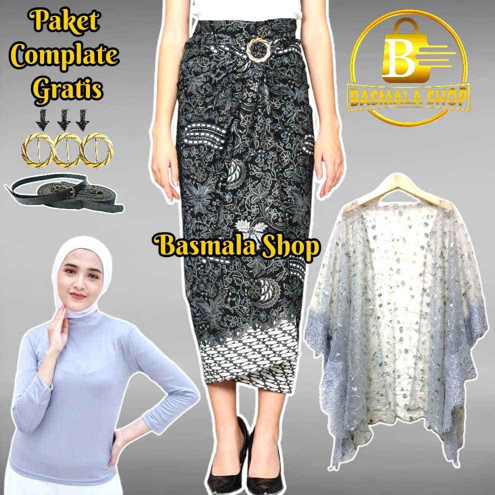 Cape tile brokat outfit Kondangan modern / Setelan Outer Kondangan Cape tile batwing tulle mutiara