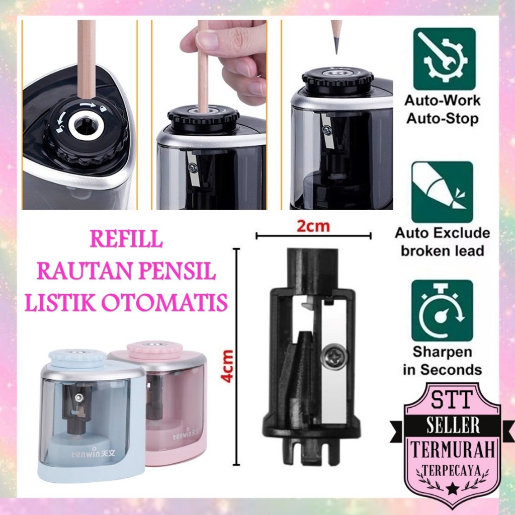 

STT Refill Rautan Pensil Listrik Otomatis Manual Baterai Rautan Pensil Refill Elektrik Portebel Pencil Sharpener Rautan Pensil Rotary Pensil 6-8mm Untuk Alat Tulis Sekolah Kantor