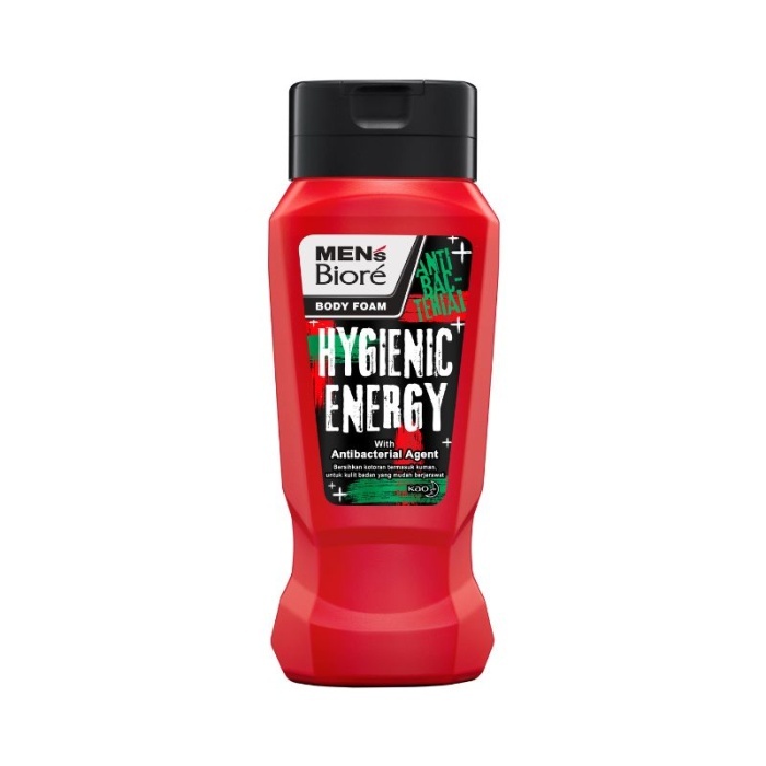 mens biore body foam hygienic energy 100ml - sabun mandi mens biore antibacterial agent botol