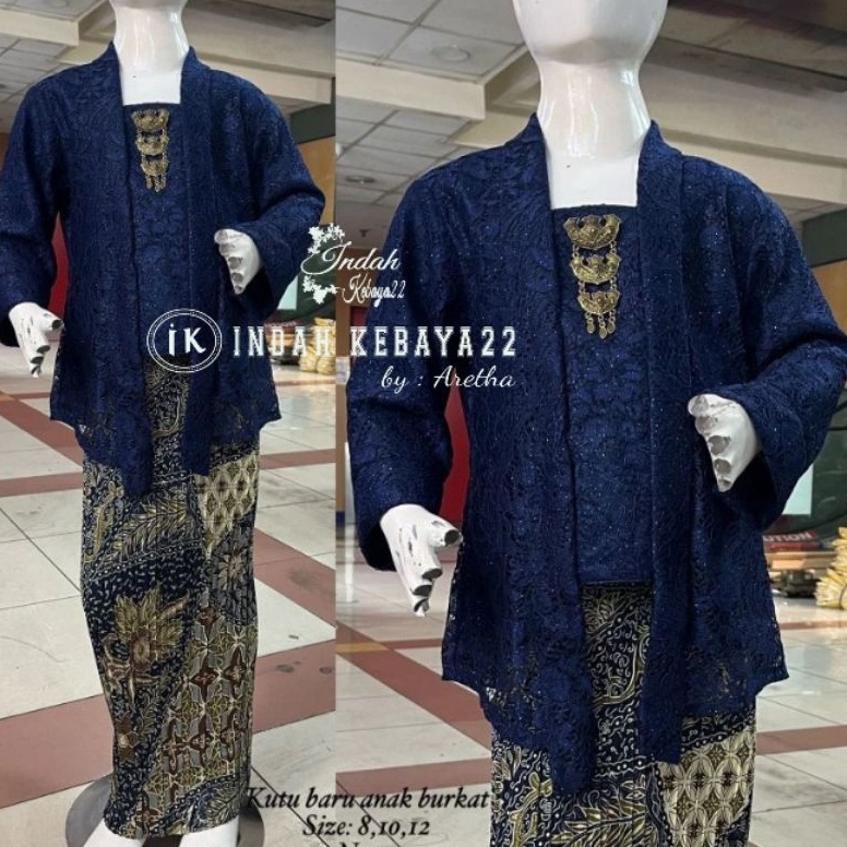 Penjualan Terbanyak Indah Kebaya22  Set Kebaya Kutubaru Anak Perempuan Brokat Modern Setelan Baju Wi