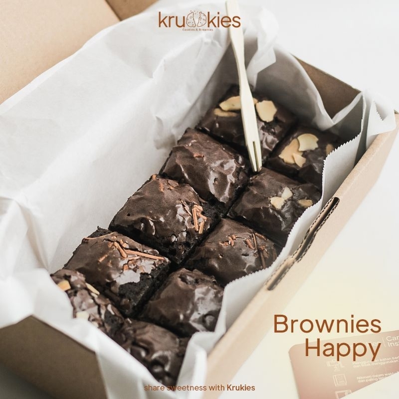 

Fudgy Brownies Regular 20cm x 10cm by Krukies Premium Ingredients 100 Halal FREE CHOCOLATE SAUCE