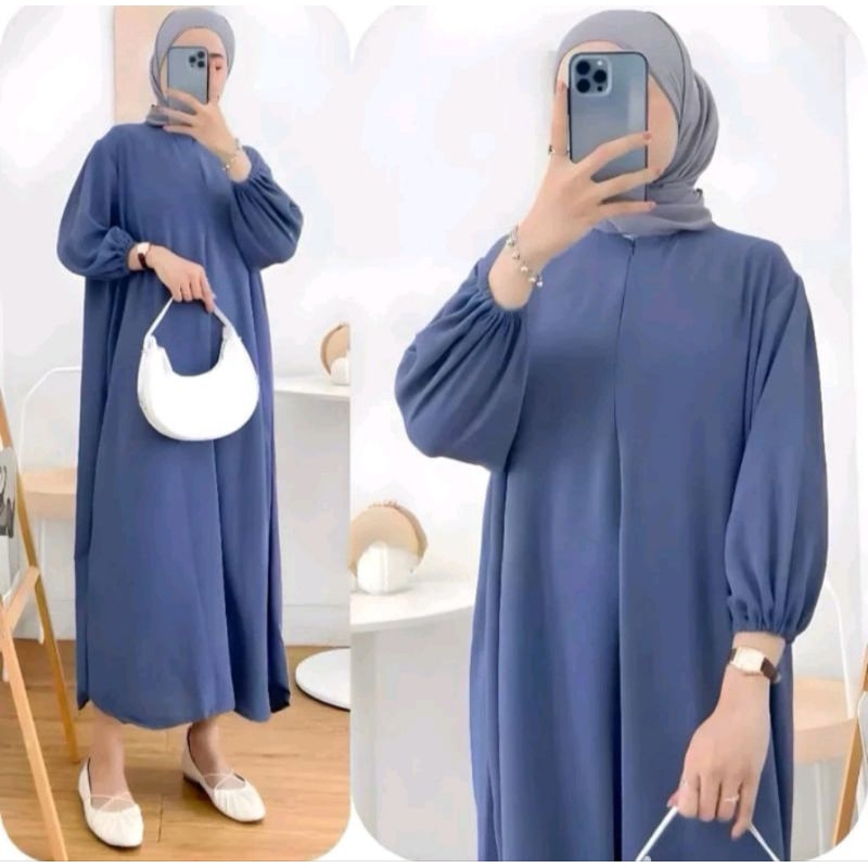 Gamis Fathia Cringkle Airflow LD 120 cm || Gamis Kekinian || Gamis Busui Friendly