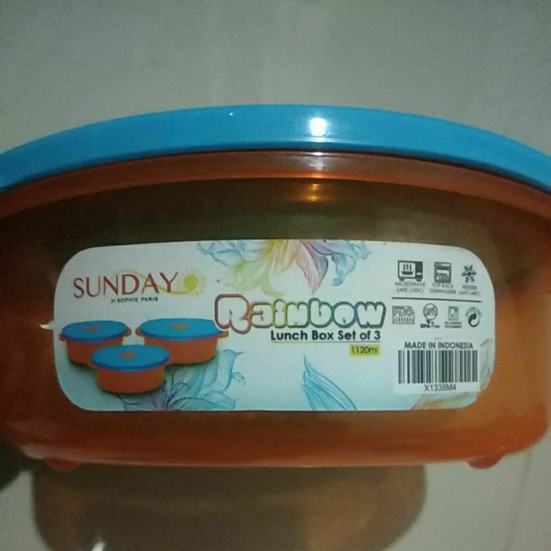 RAINBOW LUNCH BOX SET OF 3 SUNDAY BY SOPHIE MARTIN PARIS