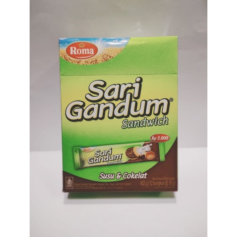 

roma sari gandum sandwich 1 box isi 12pcs 423gr @36gr