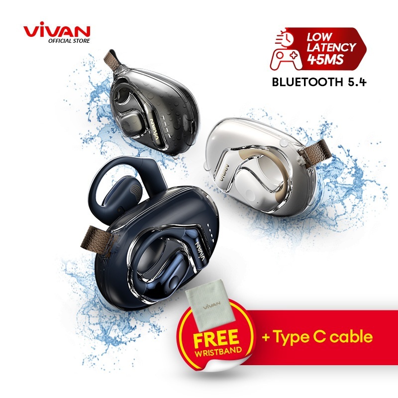 VIVAN TWS SPORT X2 Headset Bluetooth 5.4 OWS Open Ear True Wireless Powerful Audio IPX5 Dual ENC Aud