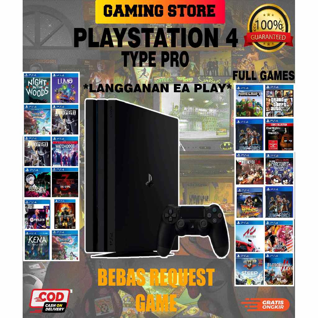 GAMING STORE - PLASYTATION4 TYPE PRO/SLIM/FAT SONY + 1 TB/500GB +  FULL GAME PERMANEN (LANGGANAN EA 