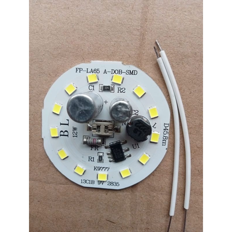 mesin lampu LED 12watt 9v nyala putih terang D 45mm
