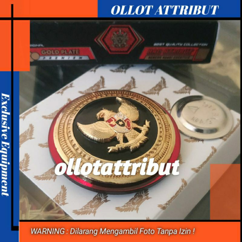 PIN KADES LURAH GARUDA HITAM MAGNET LIS AKRILIK MERAH