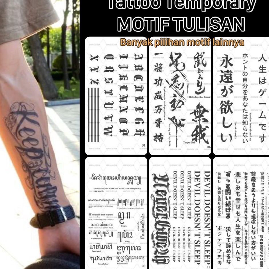 BETO Stiker tato temporer anti air kode tulisan semi permanen  Stiker tato temporer semi permanen an