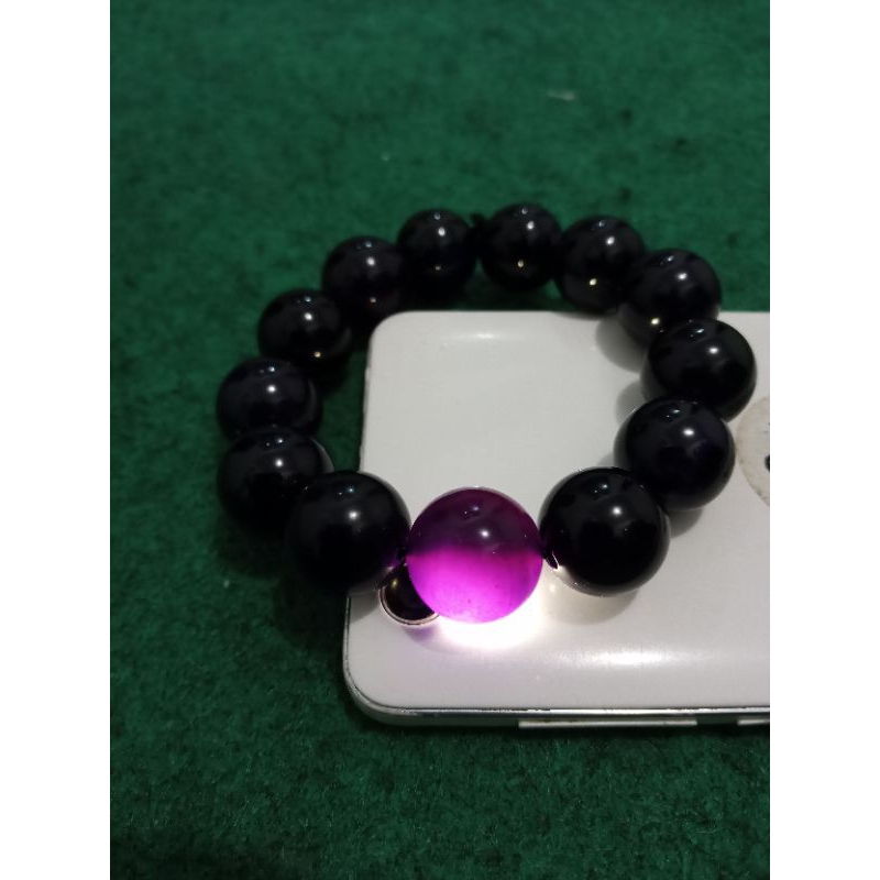 gelang batu kecubung Wulung size 16mm asli original