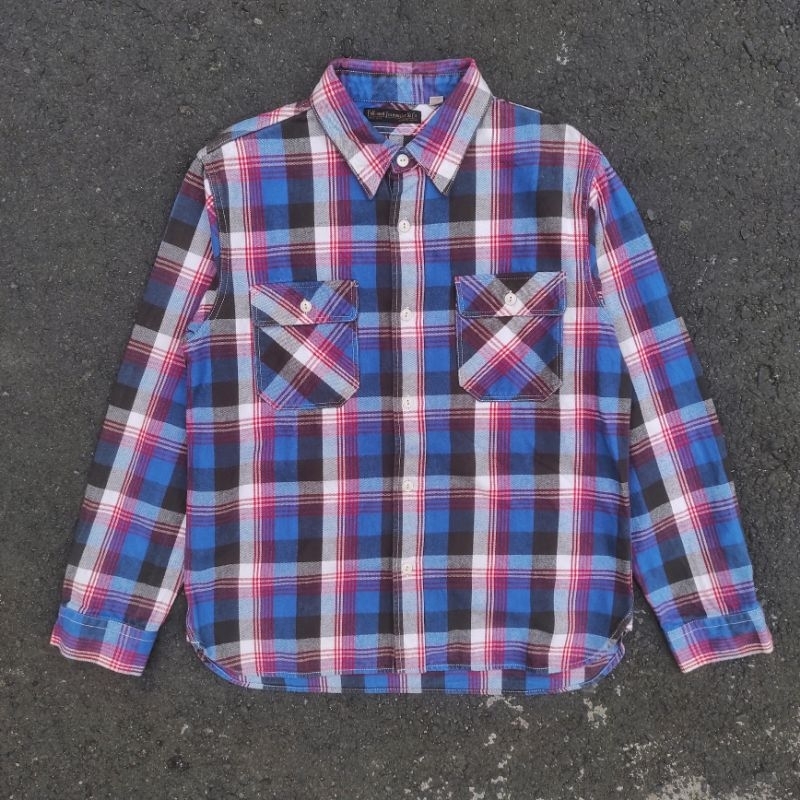 FULLCOUNT VINTAGE FLANNEL VETERANO AOP FULL PRINT TARTAN PLAID KOTAK PATTERN KEMEJA BOXY SKENA OPEN 