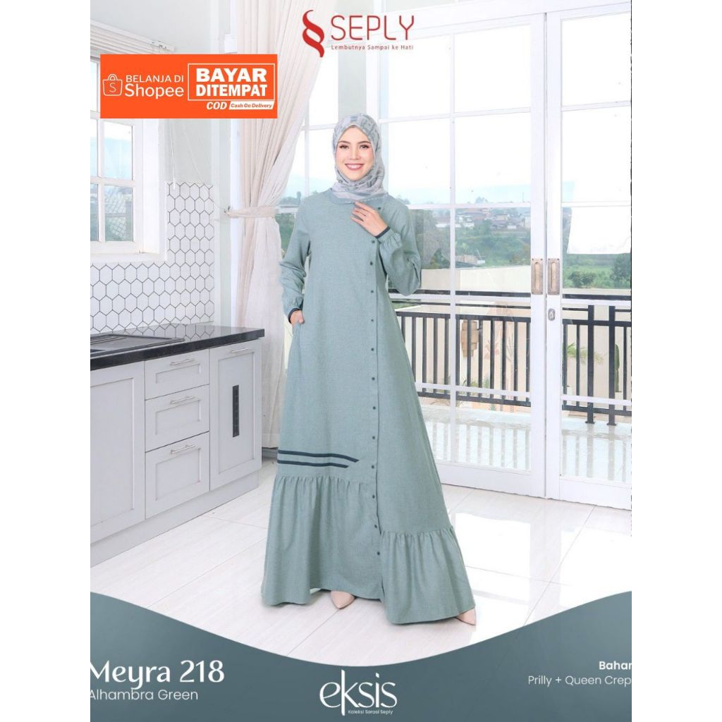 Meyra 218 Alhambra Green Gamis Muslim Dewasa Sarimbit Seply 204