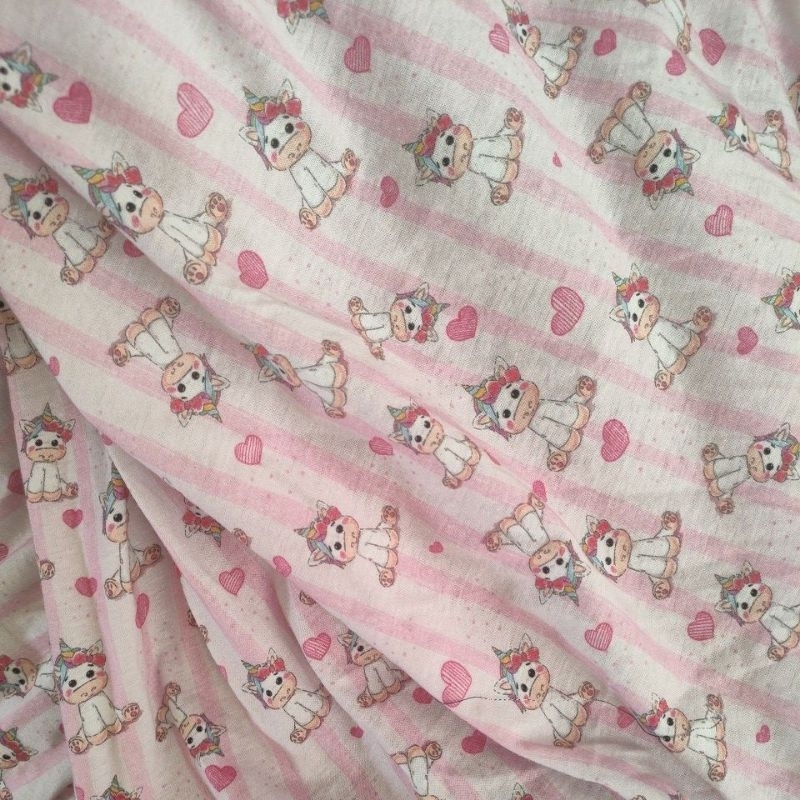 KAIN KILOAN KAOS PRINTING MOTIF SAPI PINK UTUH SETENGAH KILO 30000