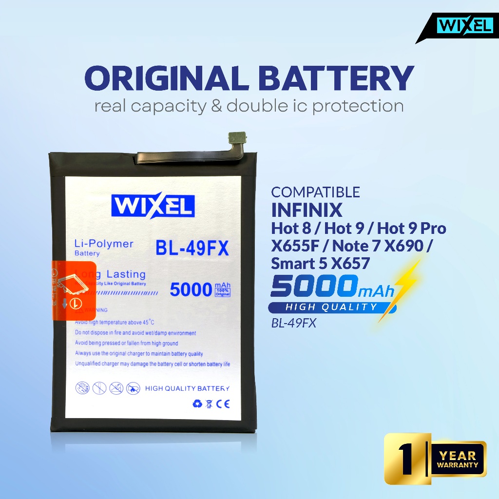 WIXEL Baterai BL-49FX BL49FX Infinix Hot 8 X650 Hot 9 X655 Hot 9 Pro X655F Note 7 X690 X690B Smart 5 X657 X657B X657C Batre Batrai Double Power Ori HP Handphone Original Dual