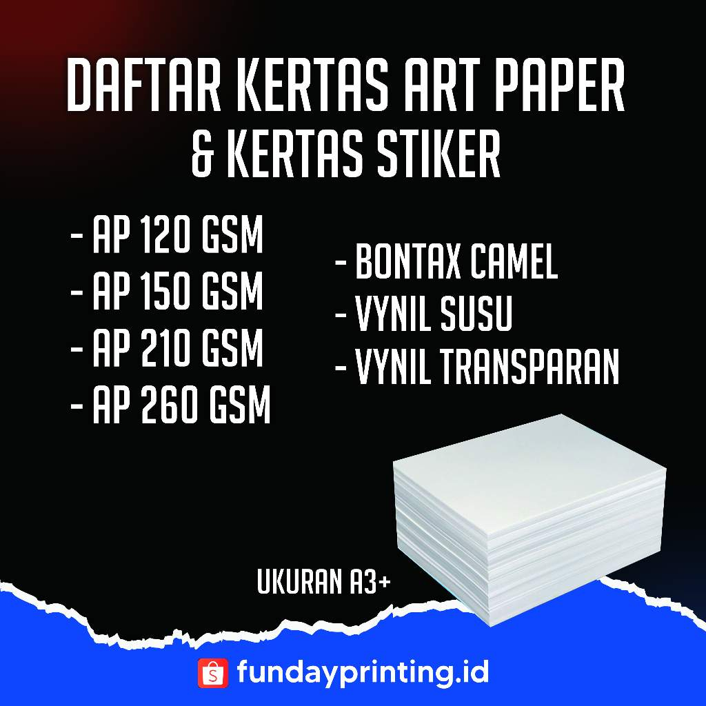

Cetak Art Paper Custome | Art Paper 120 | Art Paper 210 | Art Paper 150 | Art Paper 260 | Stiker Vynil | Stiker Bontaq