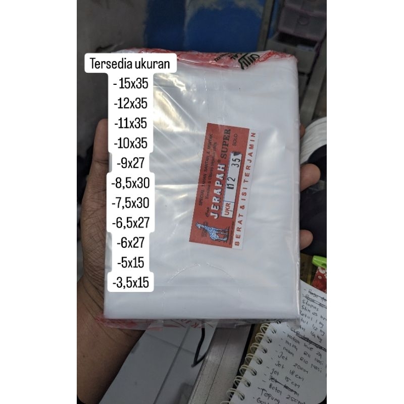 plastik PE jerapah atau plastik es batu ukuran 12,11,15,10,9dll