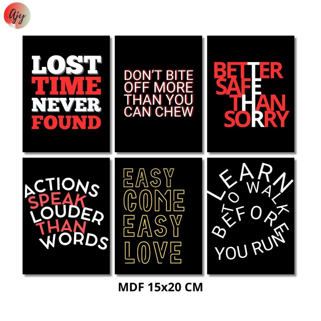 AJY Hiasan Dinding Quote Poster Kata Motivasi Bahasa Inggris Simple Dekorasi Kamar Rumah Kamar Tidur