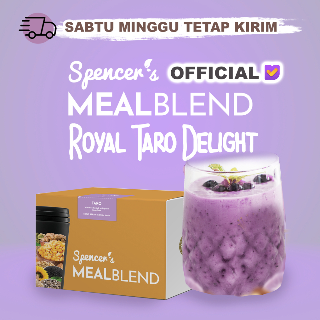 

Spencer's MealBlend Makanan Diet Rendah Kalori Solusi Langsing 1 Box isi 15 sachet Meal Replacement Solution Royal Delight Taro