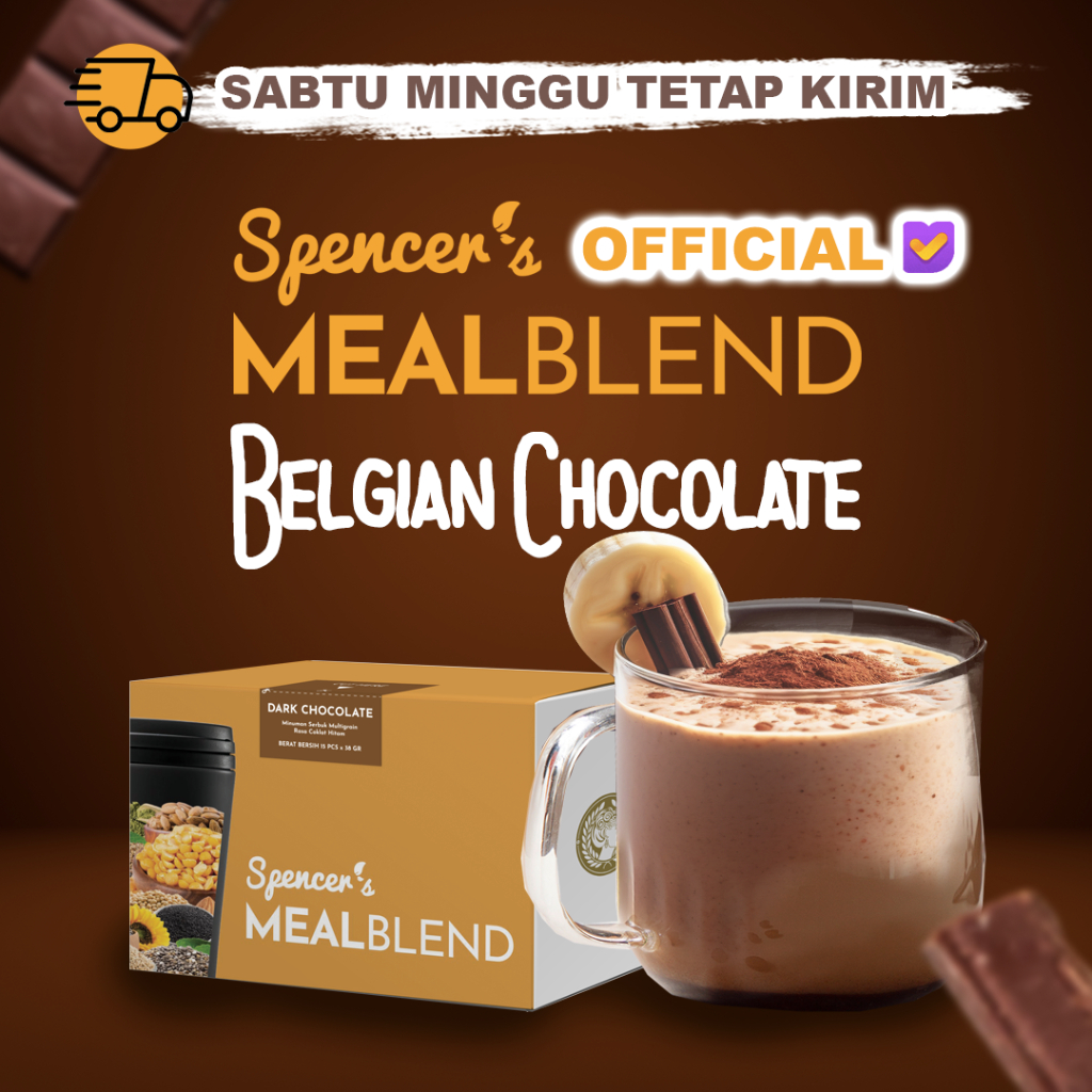 

Spencer's MealBlend Makanan Diet Rendah Kalori 1 Box isi 15 sachet Meal Replacement Dark Chocolate