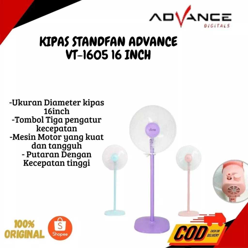 KIPAS ANGIN BERDIRI STAND FAN ADVANCE VT1605 Votre 16" inch
