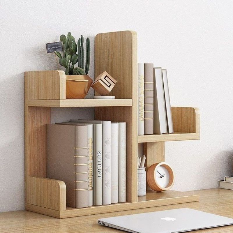 Rak buku kayu Aesthetic rak hiasan