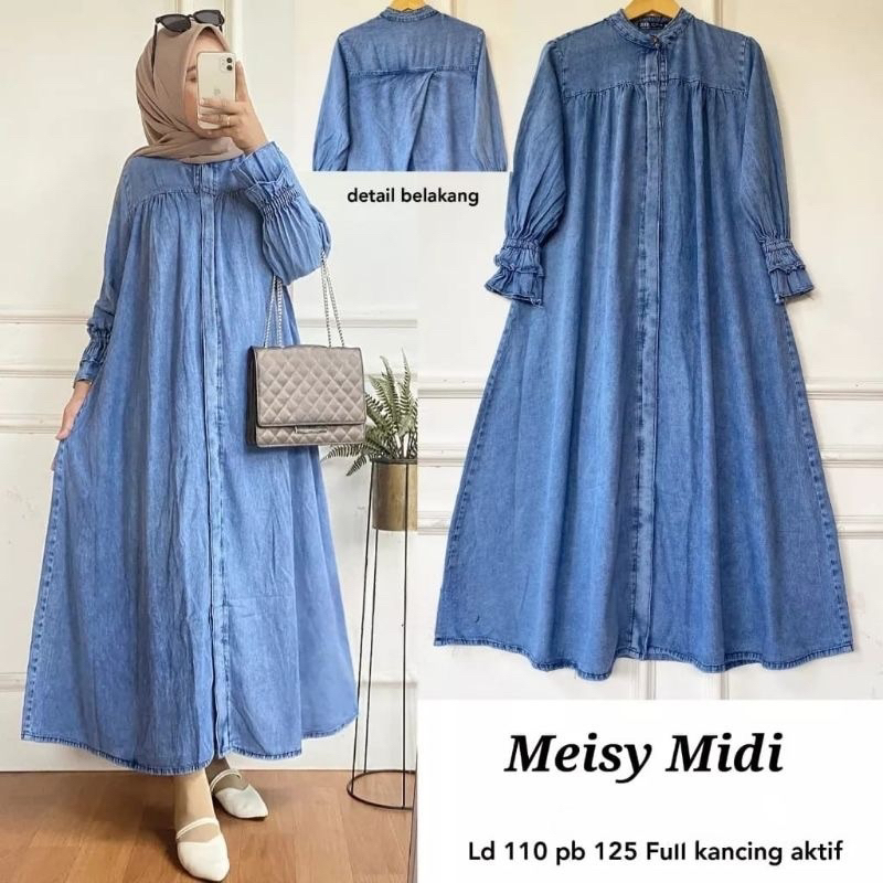 Natalie Dress gamis Jeans full kancing