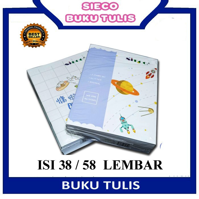 

Buku Tulis Sekolah SEICO Bergaris 38/58 Lembar -1 Pack/10 BUKU