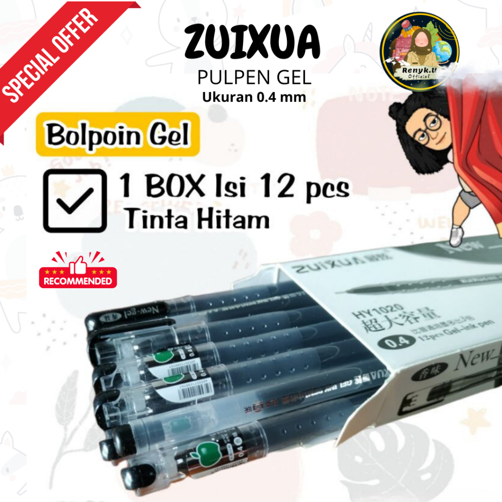 

ZUIXUA PULPEN GEL TINTA HITAM 0.4 mm [ 1 Pack isi 12 ] [ 1 Pack isi 6 ]