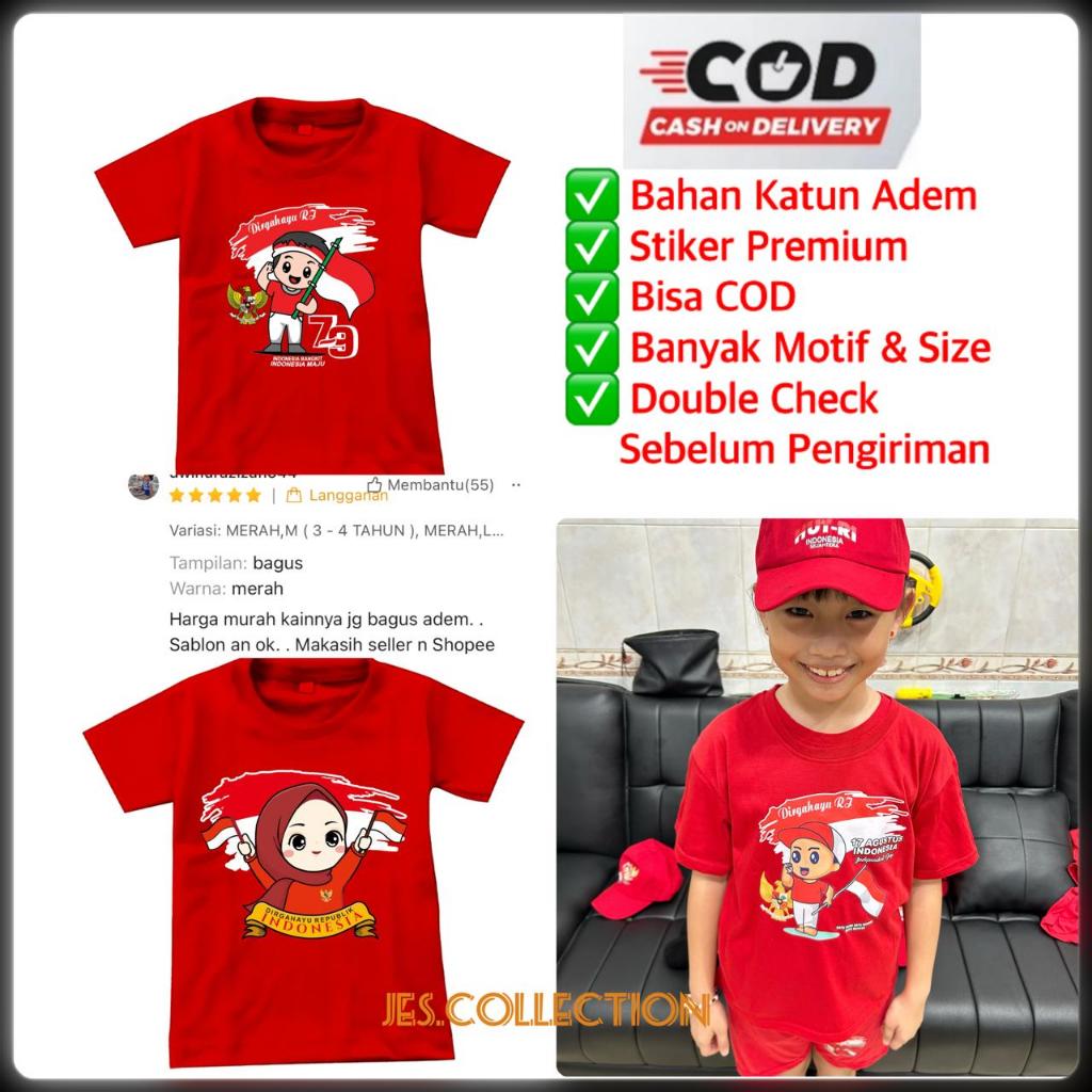 KAOS DISTRO/ BAJU ANAK ANAK MOTIF 17 AGUSTUS KEMERDEKAAN INDONESIA