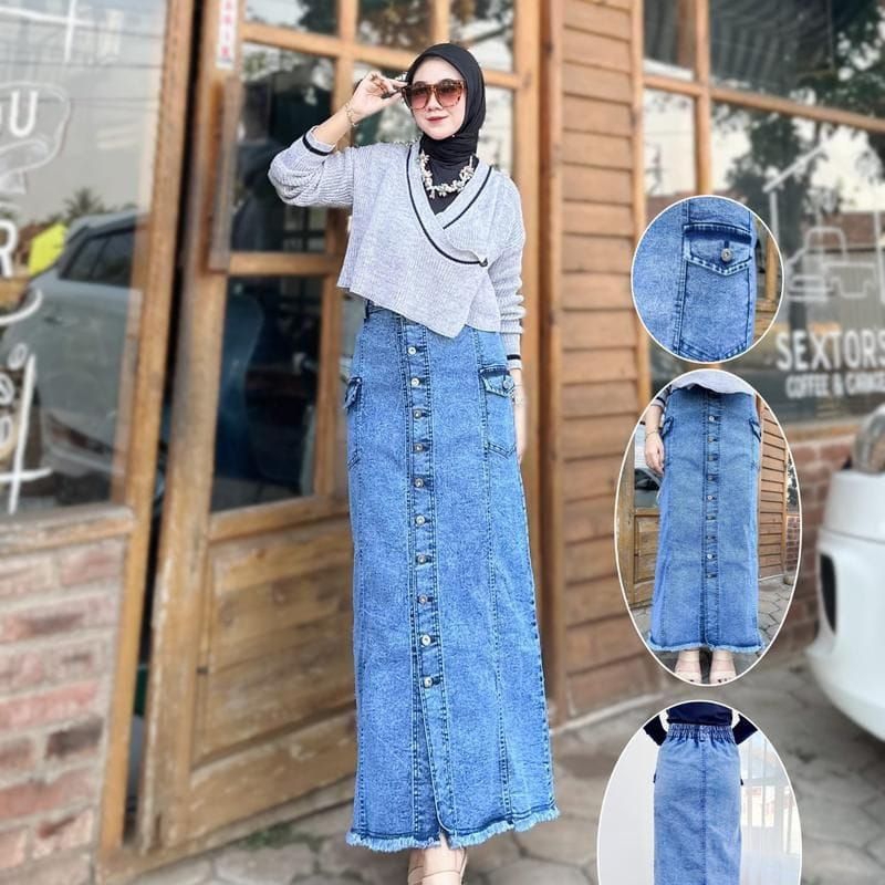 ROK SPAN JEANS VARIASI SAKU SAMPING PREMIUM ORI BY SANIA COLLECTIONS