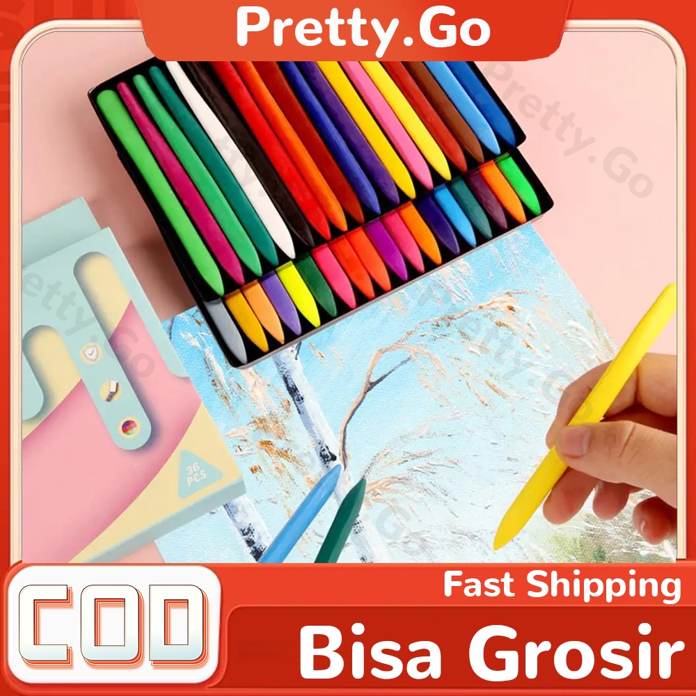 

12/24 Warna Crayon Set Krayon Anak Plastik Cerah Bentuk Segitiga Ergonomis Tidak Beracun