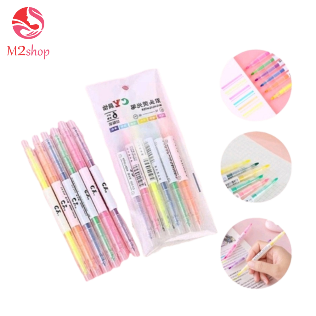 

[6pcs] Highlighter Stabilo Warna Warni 2in1 Pensil Stabilo Warna