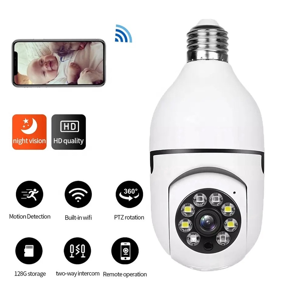 KODE N68S CCTV Wifi IP Camera Bulb Xmeye  ICSEE  V38 PRO Panoramic Bohlam Wireless 2MP