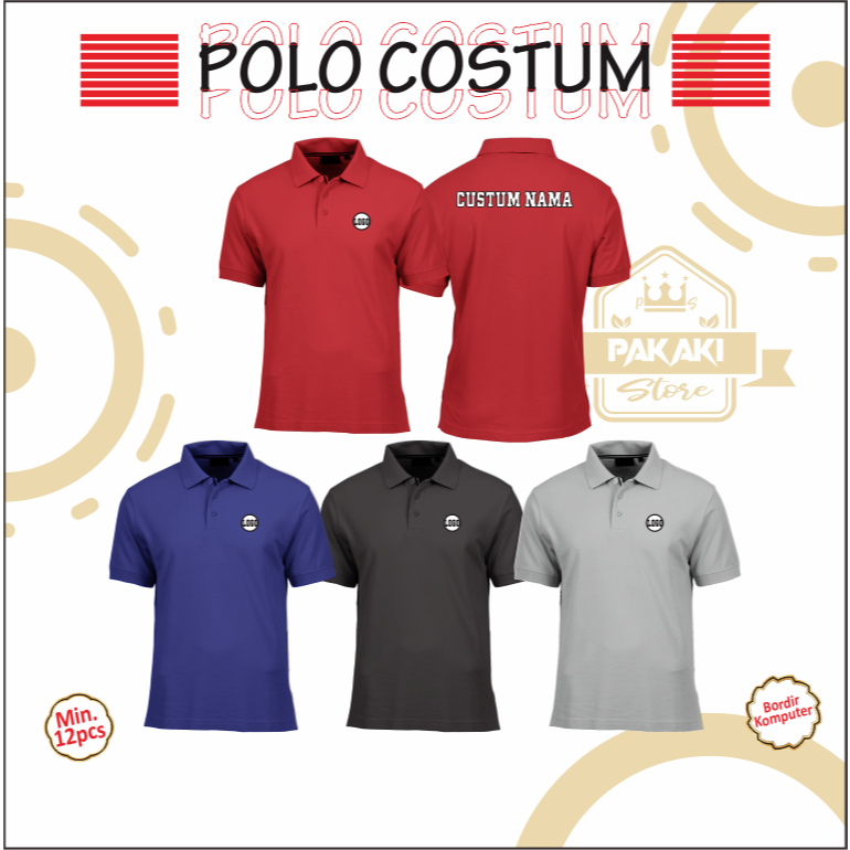 Kaos Polo Bordir Costum