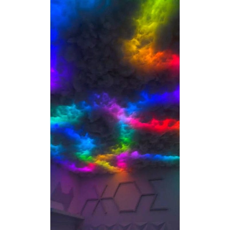 FULLSET 1X1 - 4X4 METER LAMPU AWAN DAKRON RUNNING EFEK PETIR FULL ATAP TINGGAL COLOK TEMPEL DINDING