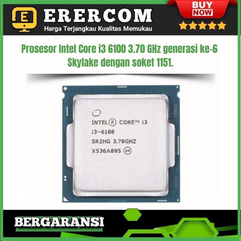 Prosesor Intel Core i3 6100 3.70 GHz Skylake Gen 6 Socket 1151