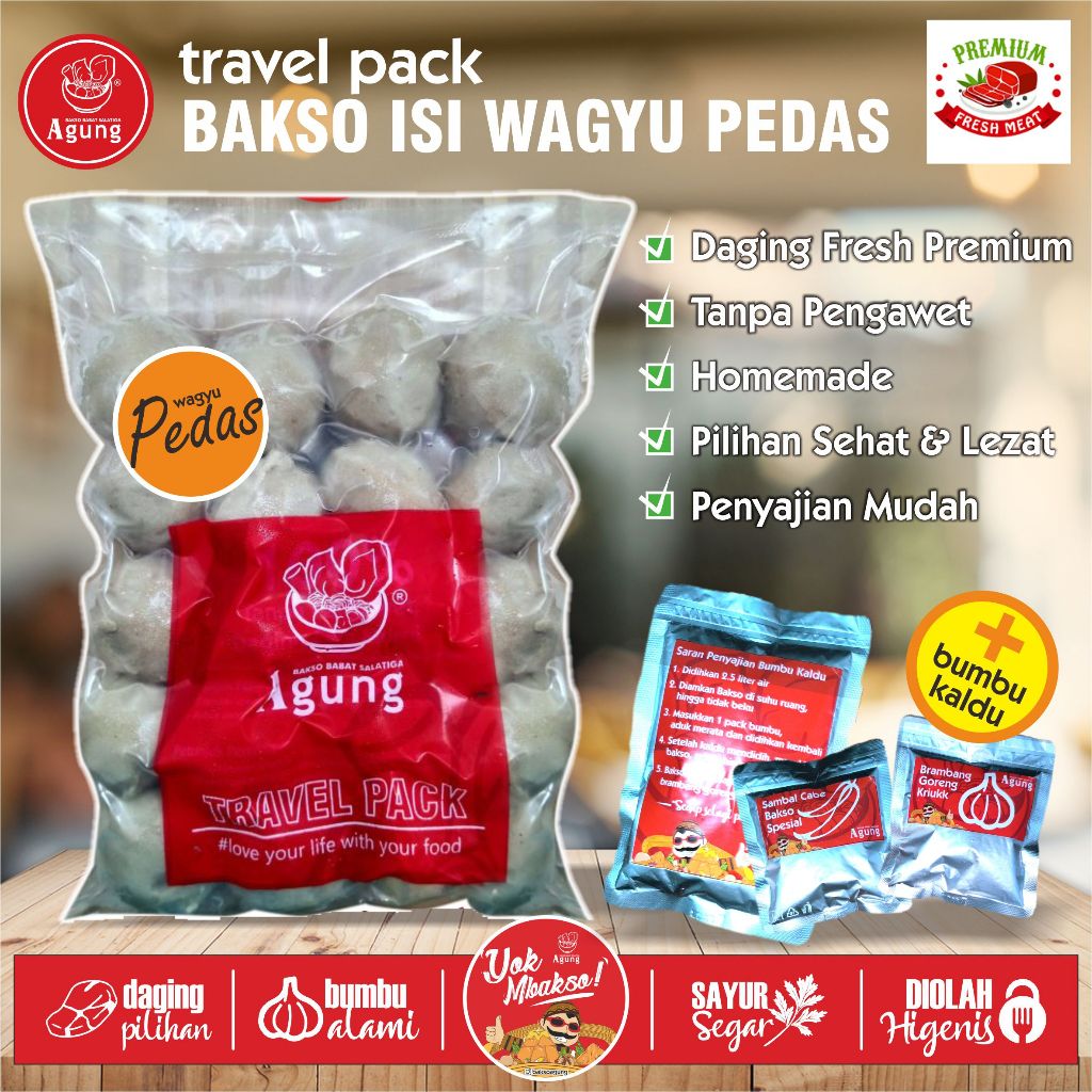 

Travel Pack Frozen Bakso isi daging wagyu pedas