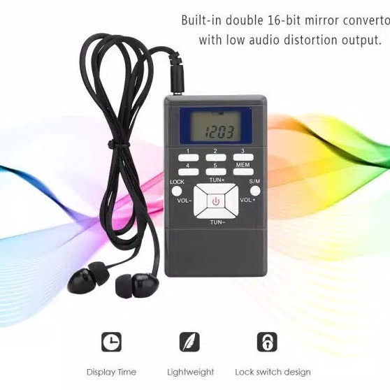 Radio Kecil FM Digital Stereo Display LCD  Ukuran Saku  AAA  MUDAH DIKANTONGI DAN DI BAWA