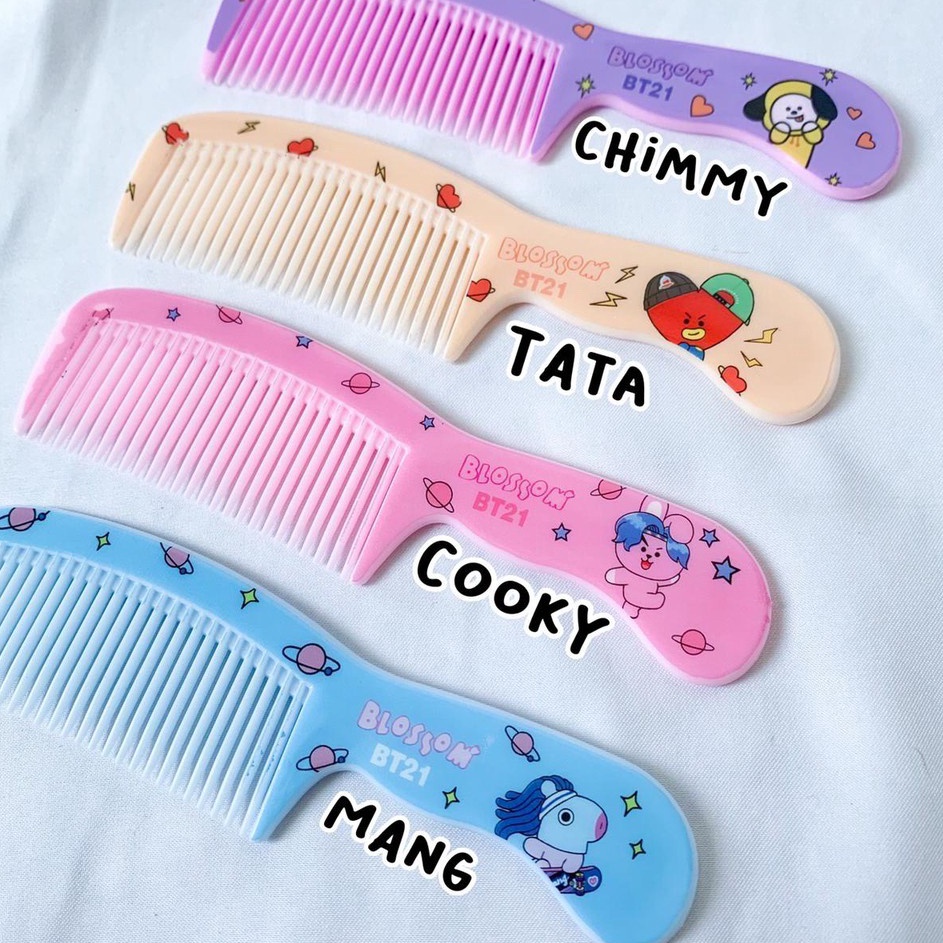 1 PACK ISI 2PCS  Sisir Rambut Gagang Motif BT21 Kecil Lucu Murah